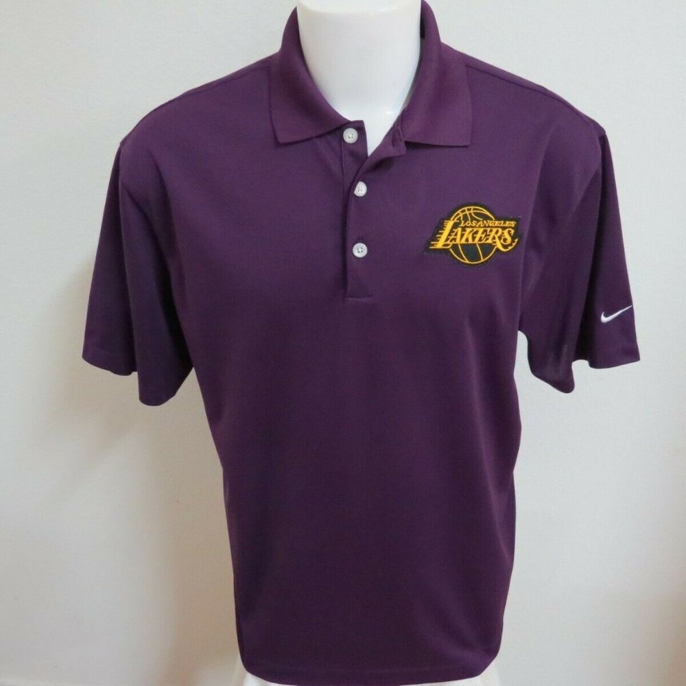 L-2XL LAKERS Purple Nike Dri-Fit Men's db #A12 Polo Shirt